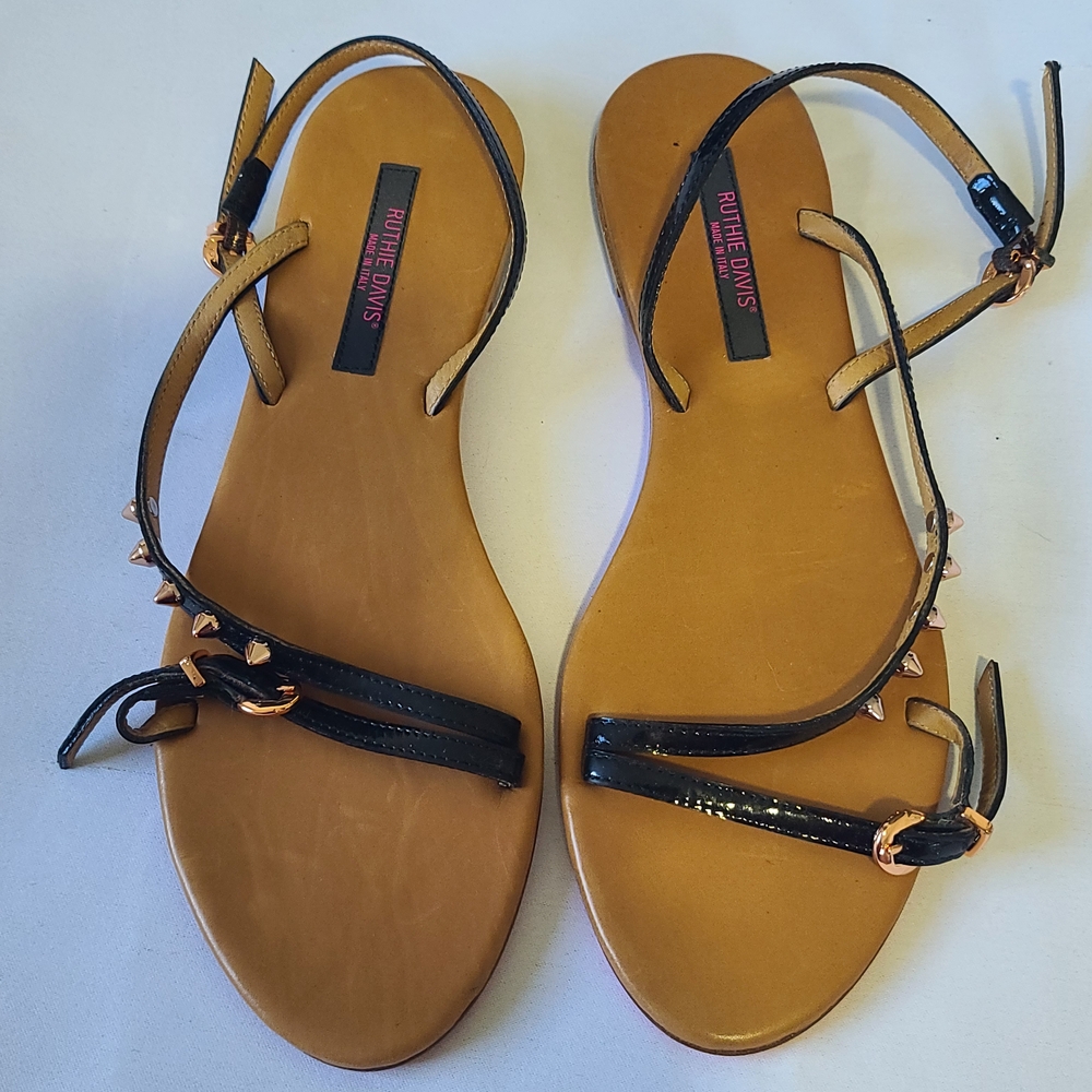 Ruthie Davis Black and Tan Women's Sandals